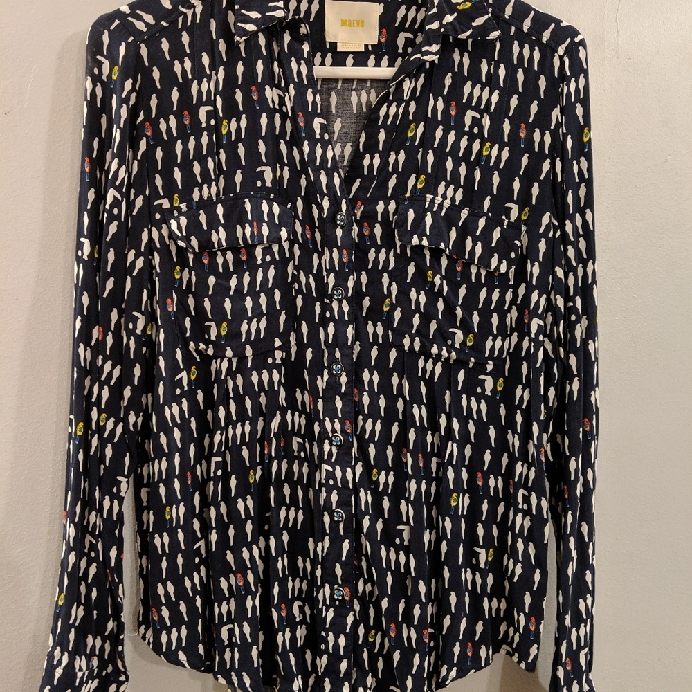 Maeve button up in bird print